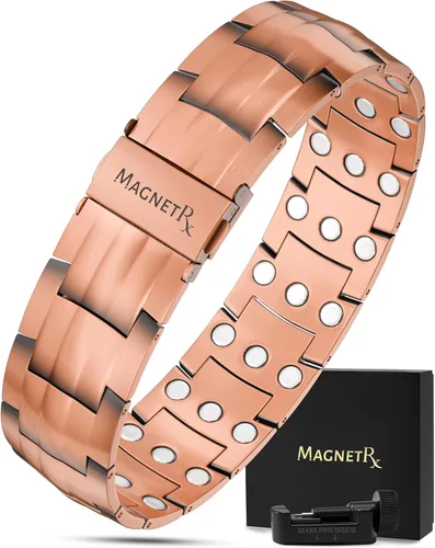 Vista 10 de MagnetRX® Pulsera de Cobre 3X Strength – Pulseras de Cobre 99.9% Puro para Hombres con Imanes – Cierre Plegable Premium y Longitud Ajustable