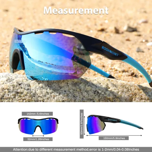 Vista 4 de ROCKNIGHT Polarized Sports Sunglasses for Cycling, Biking, Baseball & Volleyball - UV Protection, Lightweight & Durable