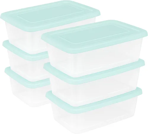 Vista 6 de Sterilite paquete de 30 unidades de contenedores apilables de almacenamiento con tapa, diseño de plástico transparente, 6 cuartos de galón