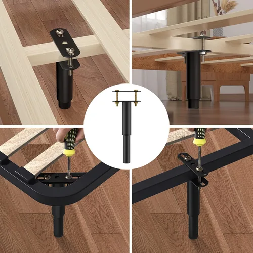 Vista 24 de 4 patas de soporte de cama de altura ajustable para marco de cama, listones centrales de cama de metal, patas de soporte central de 10 a 16
