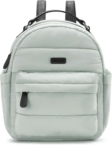 Vividora Mini mochila acolchada para mujer, pequeña mochila acolchada de nailon ligero para viajes diarios, Gris Verde