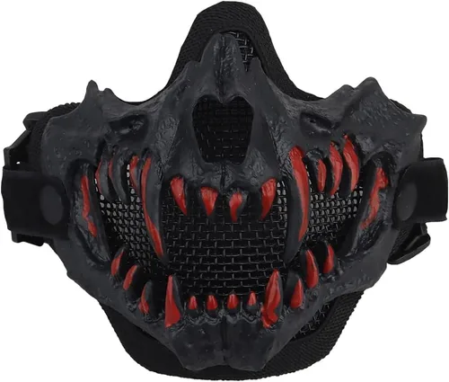 Vista 14 de Máscaras de media cara Airsoft Máscara táctica de protección facial con malla para Halloween, Paintball, CS, Caza