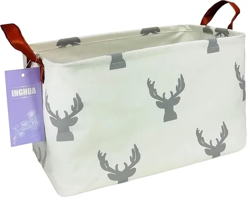 Vista 25 de Cesta de almacenamiento rectangular de tela, organizador de cesta para juguetes, libros, ropa, regalos, mascotas - Perfecta para el hogar, oficina