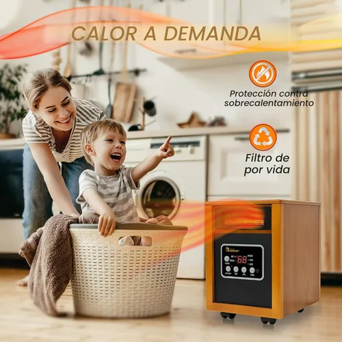 Vista 3 de Dr Infrared Heater Calentador Espacial Portátil, Original, 1500 Vatios, Cerezo (Paquete de 1)