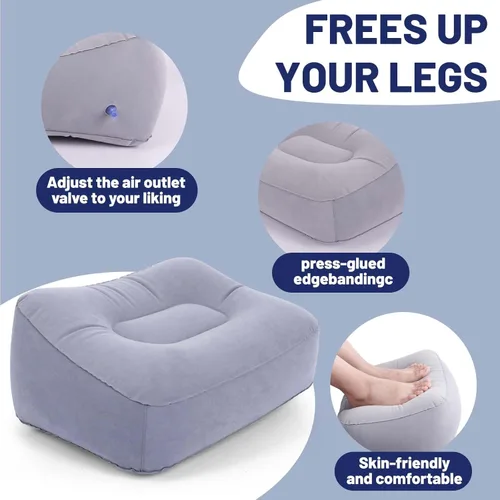 Vista 5 de Almohada inflable para descanso de pies para viajes aéreos, almohada de descanso de pies en avión, almohada de piernas de altura ajustable para cama