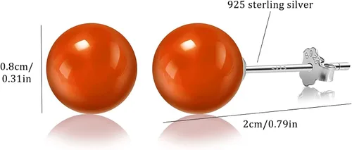 Vista 31 de Natural Stone Stud Earrings for Women 8mm Sterling Silver Genuine Gemstone Earrings Handmade Sterling Silver Crystal Stud Earrings for Women