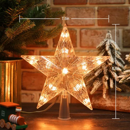 Vista 6 de Brizled Estrella Inteligente para la Copa del Árbol de Navidad, 7.5" Estrella Iluminada con 11 LED para Copa de Árbol, Estrella de Navidad