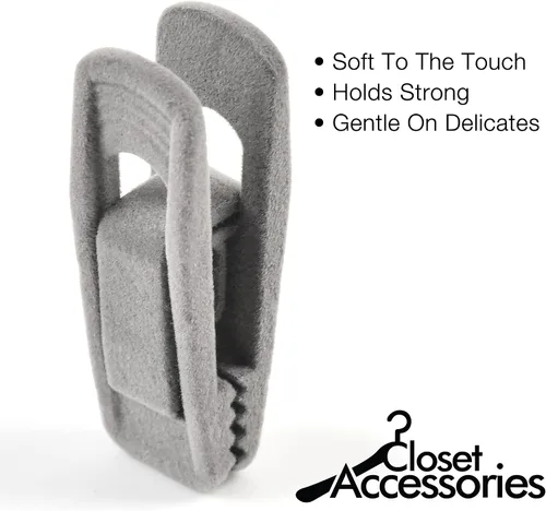 Vista 7 de Paquete de 20 clips para colgar perchas de terciopelo, perchas de terciopelo de material duradero, clips para perchas para ropa de bebé, clips