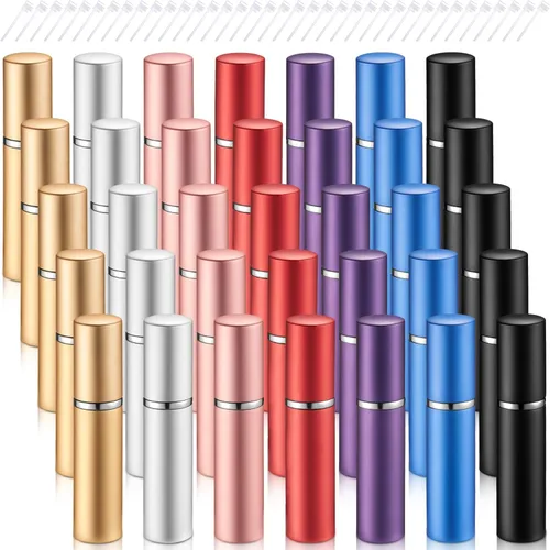 Vista 9 de Tessco for you 35 botellas de perfume atomizador de 0.3 onzas líquidas, mini pulverizador atomizador para perfume a granel recargable con bomba