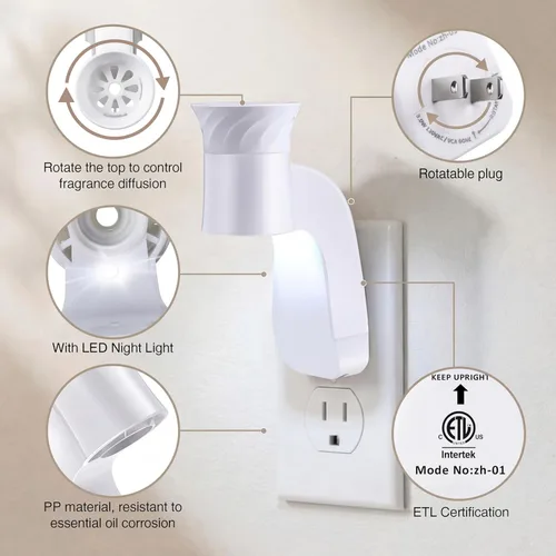 Vista 3 de Saillong Enchufe de Fragancia de Pared con Luz Nocturna Compatible con Fragancia WallFlower de Bath and Body Works, con Diseño de Enchufe Giratorio