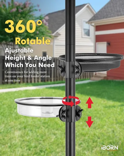 Vista 7 de iBorn Bandeja de malla y anillo para comederos de pájaros de 1 pulgada, accesorio al aire libre para comederos de pájaros para colibríes