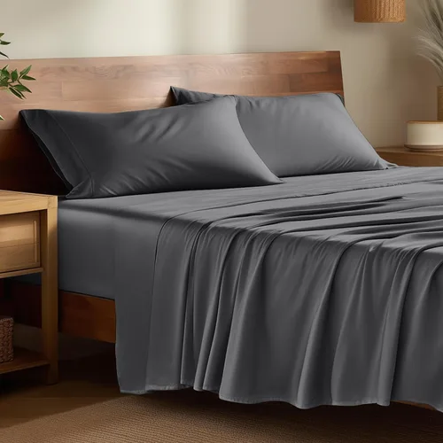 Vista 10 de Bare Home Juego de sábanas de lujo de 3 piezas de 100% rayón hecho de bambú, con bolsillos profundos, sábanas refrescantes, transpirables, de ajuste