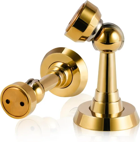 Vista 10 de Tope magnético de puerta de latón resistente para mantener la puerta abierta con tornillos para montaje en pared y piso, 1 unidad, cromo brillante