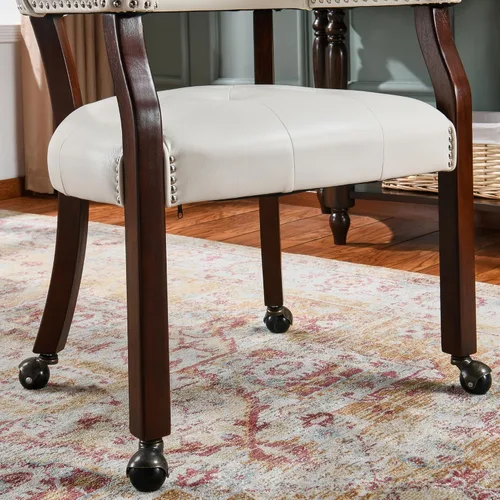 Vista 27 de Silla de comedor con ruedas, sillas de capitán con rodillos, juegos de dinette, sillas de póquer con ruedas, mesa de cocina, sillas rodantes, silla