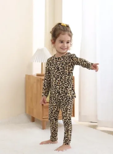 Vista 6 de GUISBY Conjunto de pijama de bambú para niños y niñas, ajuste cómodo, para uso diario, conjunto de 2 piezas