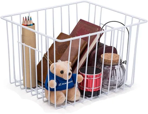 Vista 9 de SANNO Cesta de almacenamiento de alambre para congelador, rectangular, hierro, 11 x 11 x 5 pulgadas