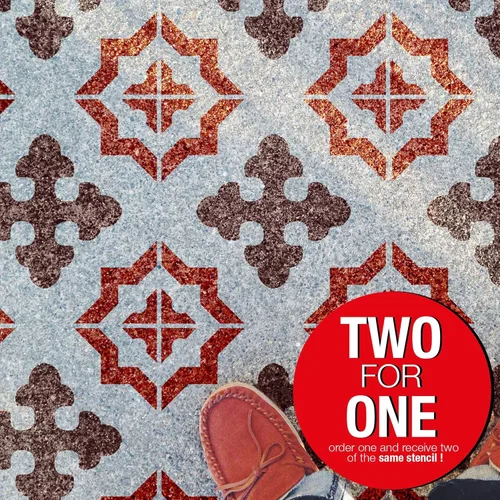 Vista 4 de 2-Pack Lydia Tile Wall Stencil for Painting, Large Moroccan Stencils, Reusable Allover Pattern for Walls, Floors and Furniture