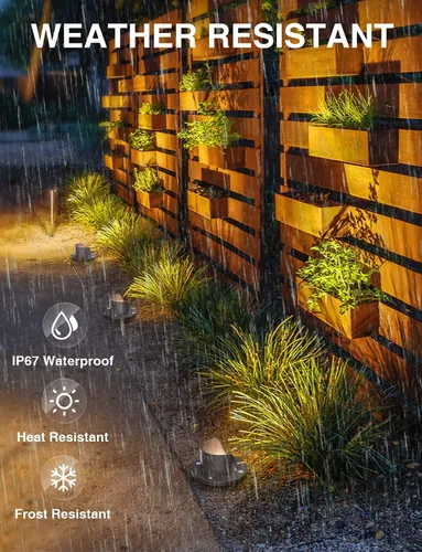Vista 4 de SUNVIE Paquete de 12 luces LED de bajo voltaje de 12 W LED para exteriores, impermeables, blindadas, luces de pozo blancas cálidas con conectores