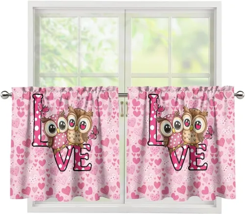 Vista 27 de Highland Cow Curtain Tiers for Valentine's Day Small Window Curtains Room Darkening 27.5'' X 24' 2 Panels