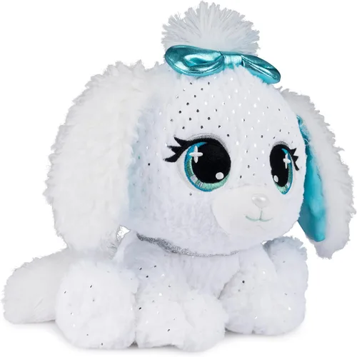 Vista 3 de P.Lushes - Peluches de moda de diseñador, cachorro Bianca Blings de alta calidad, color blanco y azul, 9 pulgadas