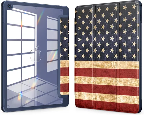Vista 14 de VIKESI - Funda para iPad de 9ª / 8ª / 7ª generación de 10.2 pulgadas (lanzada en 2021/2020/2019), parte trasera transparente, cubierta de marco