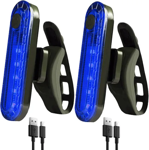 Vista 10 de Paquete de 2 luces LED recargables por USB para bicicleta, luz trasera de bicicleta, reflector, luz de seguridad, impermeable, brillante, luz