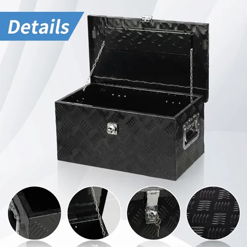 Vista 6 de AutoForever Caja de herramientas de aluminio resistente de 30 pulgadas, caja de herramientas de placa de diamante, caja de recogida de camión, caja