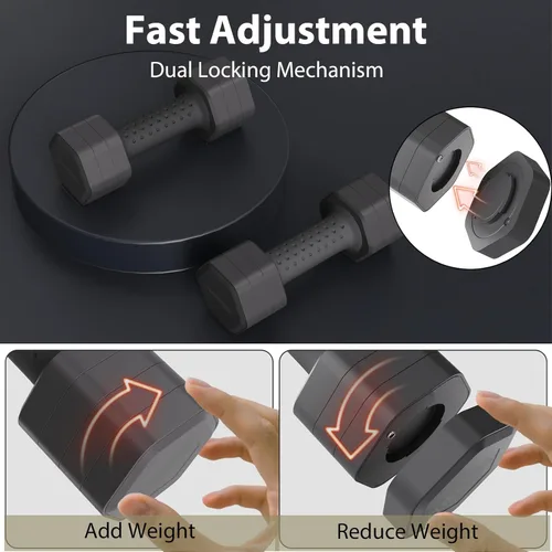 Vista 6 de Juego de 2 mancuernas ajustables, juego de mancuernas 4 en 1, pesas de mano para mujeres en casa, juego de mancuernas de 5 libras con mango cómodo