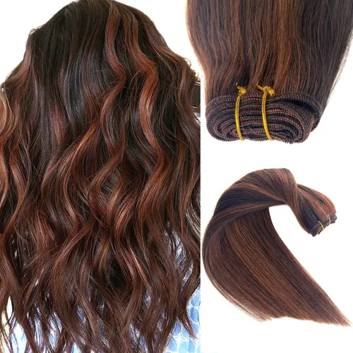 Vista 36 de Extensiones de cabello humano real con clip, rubio ceniza balayage con reflejos rubios, extensiones de cabello humano real Remy con clip, 12