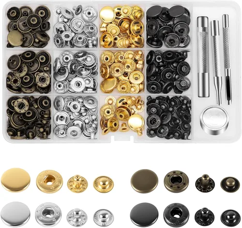 Vista 10 de Alritz 120 Juegos de Broches de Presión de Cuero con Martillo Perforador, Botones de Metal de 12.5mm con Remaches de Presión con 4 Herramientas