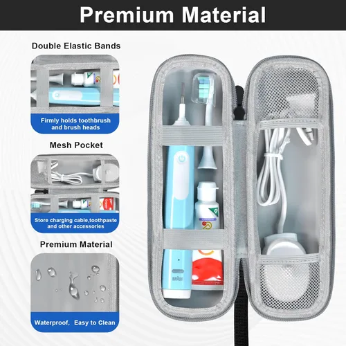 Vista 4 de Estuche de viaje para cepillo de dientes para Oral-B/Oral-B Pro 1000 1500 5000 7000 7500 6000 9600/Philips Sonicare 4100 5100 1100 6100 5300 cepillo