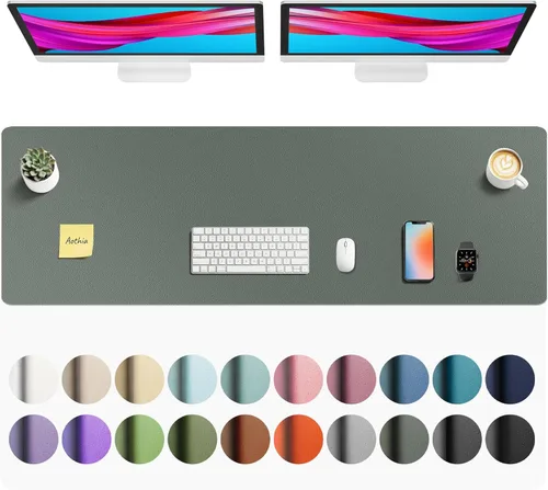 Vista 227 de Aothia - Protector de escritorio de cuero sintético, base para mouse y cubierta antideslizante, superficie impermeable para laptop y escritura