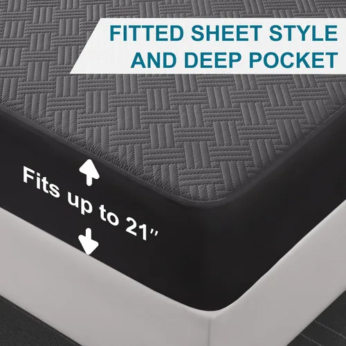 Vista 6 de GOPOONY Protector de colchón impermeable tamaño individual, transpirable, sin ruido, ultrasuave, funda de colchón con bolsillos elásticos profundos