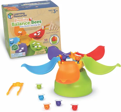 Learning Resources Blooming Balance Bees Juego de clasificación de motor fino - Actividades de aprendizaje preescolar, juegos de motor fino,