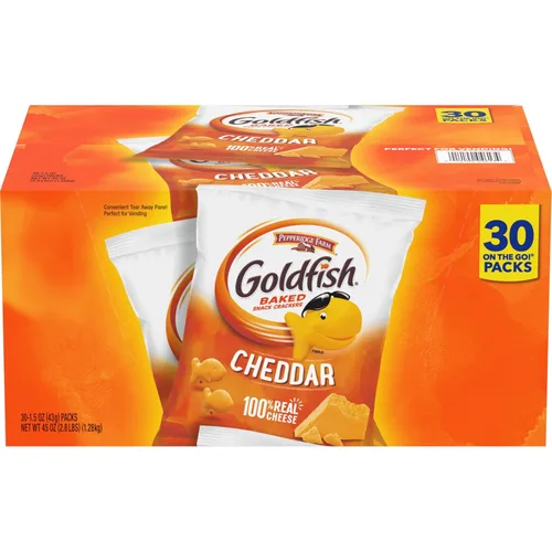 Vista 21 de Goldfish Crackers Big Smiles con galletas Cheddar, Colors y Pretzel, paquetes de aperitivos, caja de 30 CT