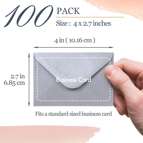 Vista 4 de Sobres para tarjetas de regalo: 100 sobres pequeños, sobres de papel para tarjetas de visita, bolsillos pequeños para sobres a granel, 10