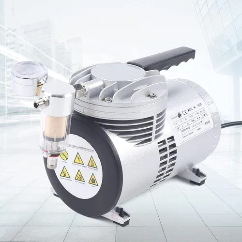Vista 5 de Bomba de vacío de diafragma sin aceite 1450/1700r.p.m sin aceite de laboratorio, pequeña bomba de vacío HVAC sin aceite automotriz 110 V, bomba