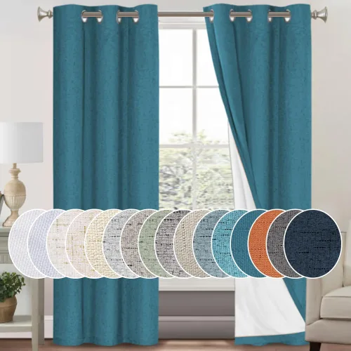 Vista 171 de Primitive - Cortinas opacas 100 % de lino texturizado natural para dormitorio, sala de estar, cortinas para ahorra energía, tela de arpillera