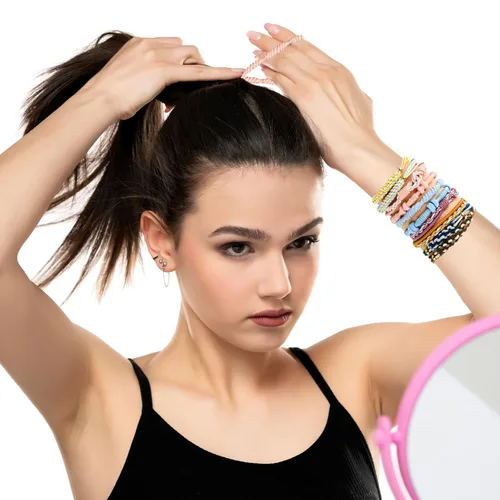 Vista 2 de Pulseras para el cabello para mujer, 24 piezas de accesorios para el cabello bohemio en 12 colores, 5 estilos, no dañan el cabello grueso