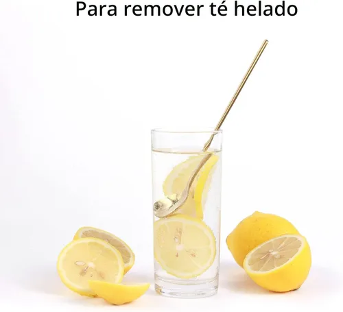 Vista 4 de 4 piezas de cucharas de café/té de 17 cm con mango largo, doradas, para té helado, espresso, cucharas largas de acero inoxidable para remover