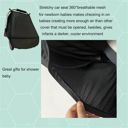 Vista 3 de Funda protectora 3 en 1 para asiento de automóvil, toldo protector para asiento de automóvil con cubierta de privacidad para niños y niñas, redes