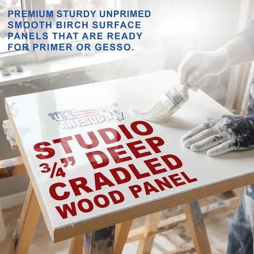 Vista 3 de U.S. Art Supply Paneles de madera acunados sin terminar de 16 x 20 pulgadas para pintar, estudio de 3/4 pulgadas de profundidad (paquete de 2)