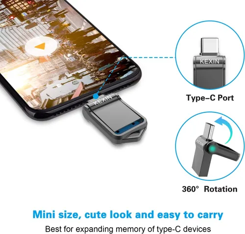 Vista 2 de KEXIN 32G USB C Flash Drive USB 3.0 Metal Dual Drive 32 GB USB Stick Mini Tamaño OTG Memory Stick para Tipo-C Android Smartphones Tablets