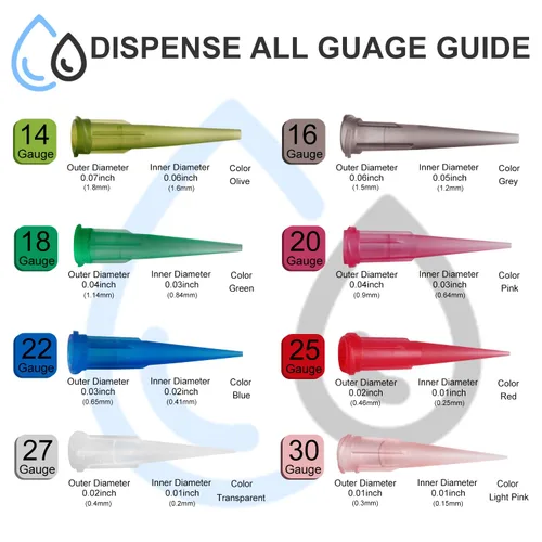 Vista 2 de Auniwaig Agujas dispensadoras de pegamento cónico de plástico de calibre 27 para aplicador de aceite o pegamento