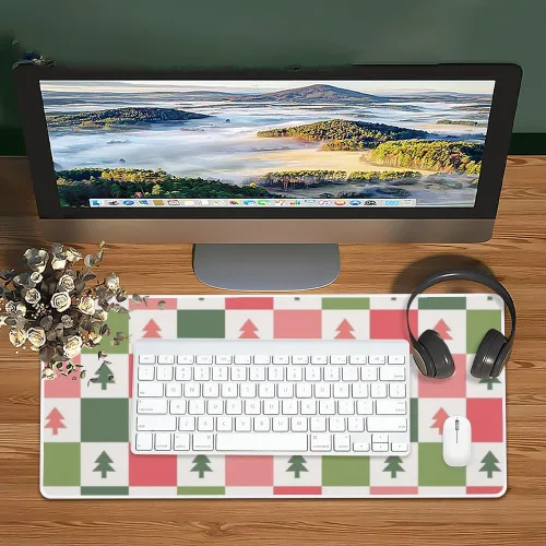 Vista 6 de Cute Christmas Checkerboard Mouse Pad Large Gaming Keyboard with Non-Slip Rubber Base Smooth Face Mouse Pad for Gaming Large Desk Mat Men Room