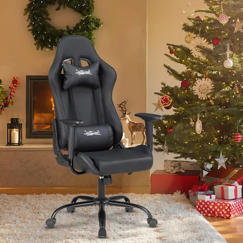 Vista 21 de Silla ergonómica para videojuegos, silla de juegos con reposacabezas, silla de computadora de oficina con ruedas y soporte lumbar, silla