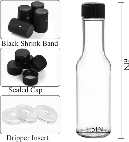 Vista 2 de Cedilis Paquete de 36 botellas de vidrio pequeñas, botella de vidrio Woozy de 3 onzas, botellas vacías de salsa picante, botellas de vino de licor