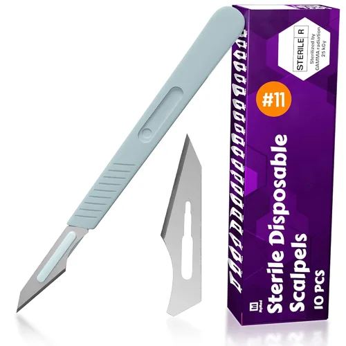 Vista 11 de MyMed Bisturíes desechables Cuchillas afiladas de acero al carbono #10 Bolsas individuales estériles para dermaplaining, podología
