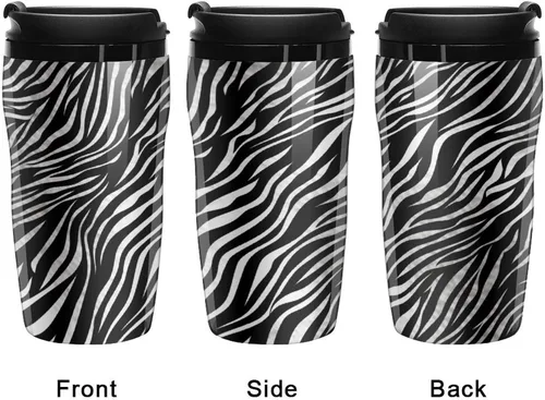 Vista 4 de Zebra Print Coffee Cup Hot Coffee Travel Mug Reusable Iced Coffee Cups Double Heat Insulation Coffee Mug with Leak-Proof Lid Stylish Travel Cup for