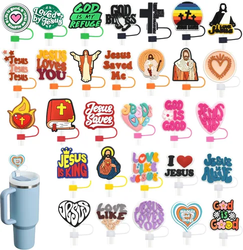 Vista 14 de 19 tapas de pajitas con diseño de juego para vaso Stanley de 40 oz/30 oz, tapa de pajita reutilizable de 10 mm, accesorios bonitos para la parte